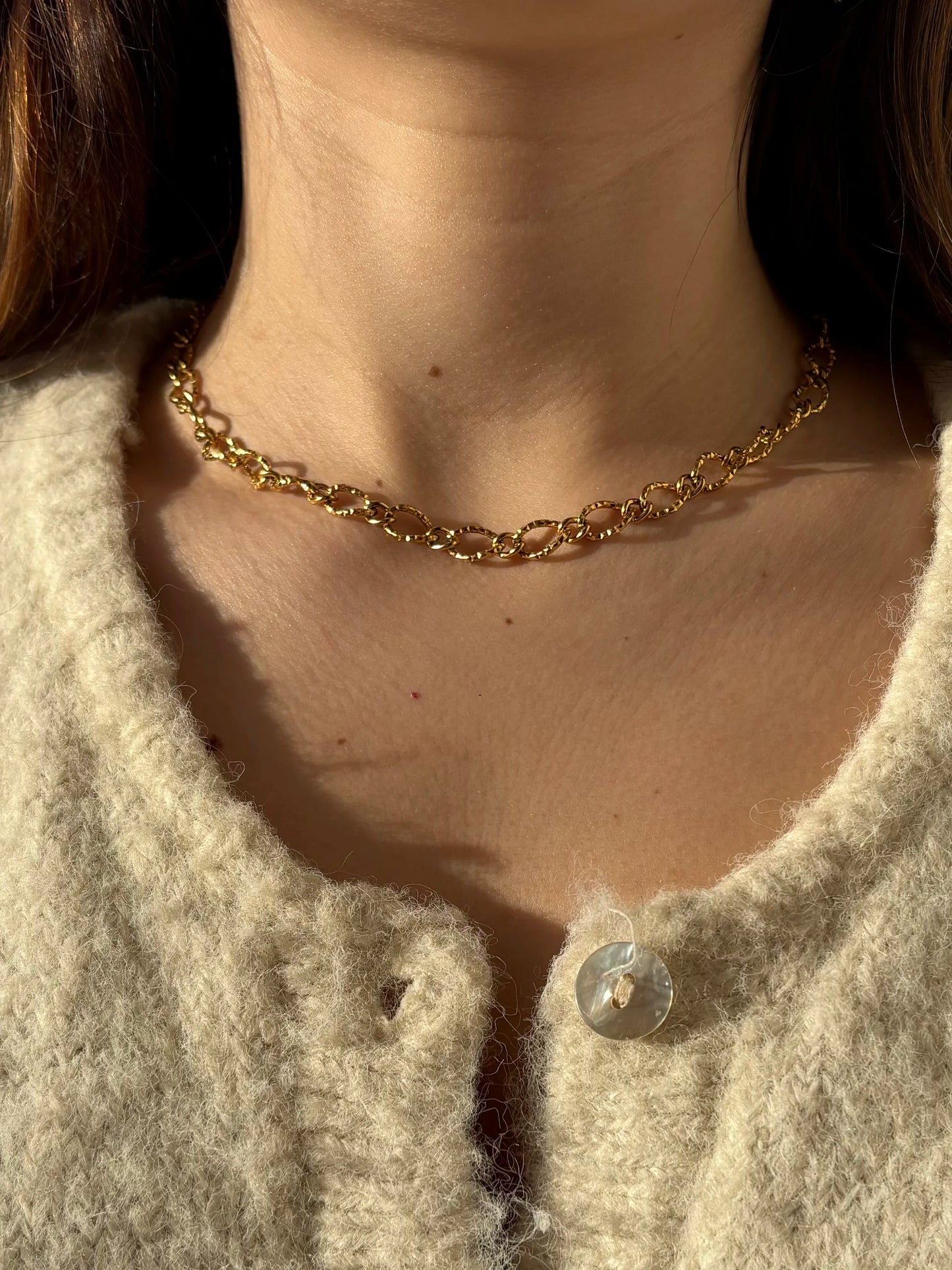 Collier chaîne dentelle dorée - charms personnalisables