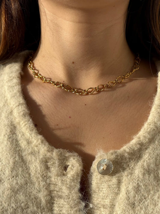 Collier chaîne dentelle dorée - charms personnalisables